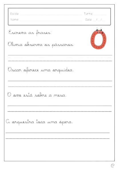 Atividade de caligrafia